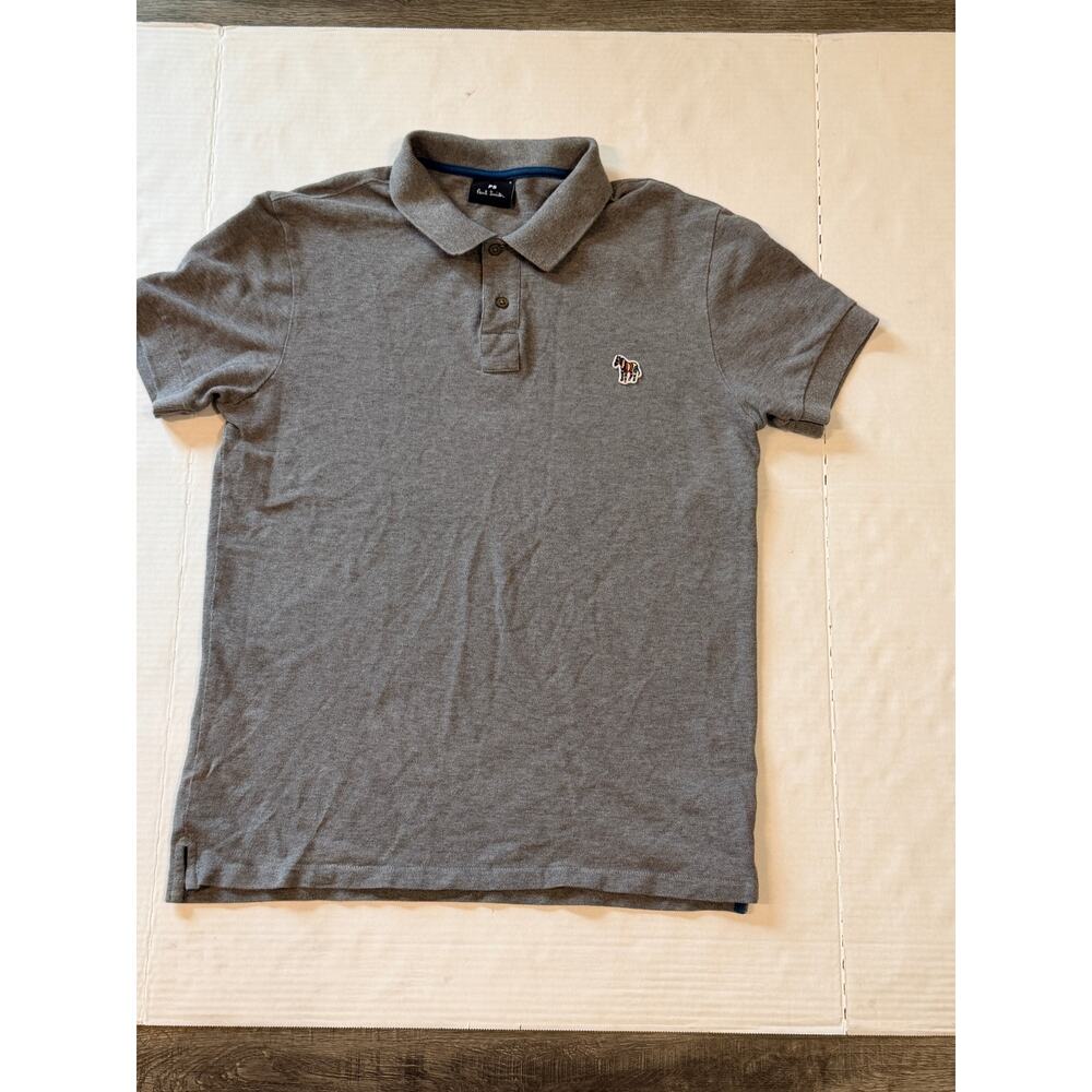 PS Paul Smith Zebra Logo Polo Shirt Gray Short Sleeve Men Medium